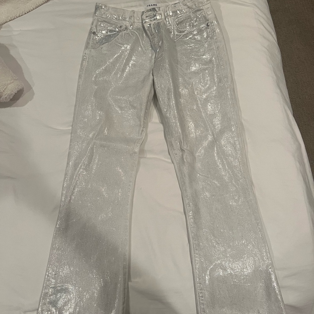 Frame Le Cropped Jeans White/metallic - Picture 3 of 4